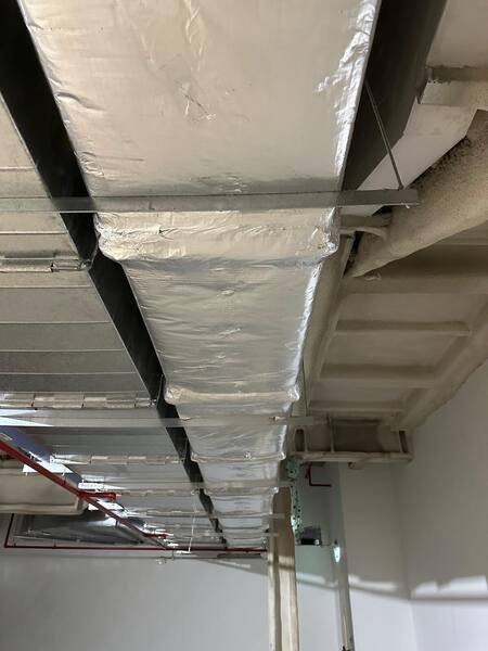 Insulated duct main and transition in a plant area