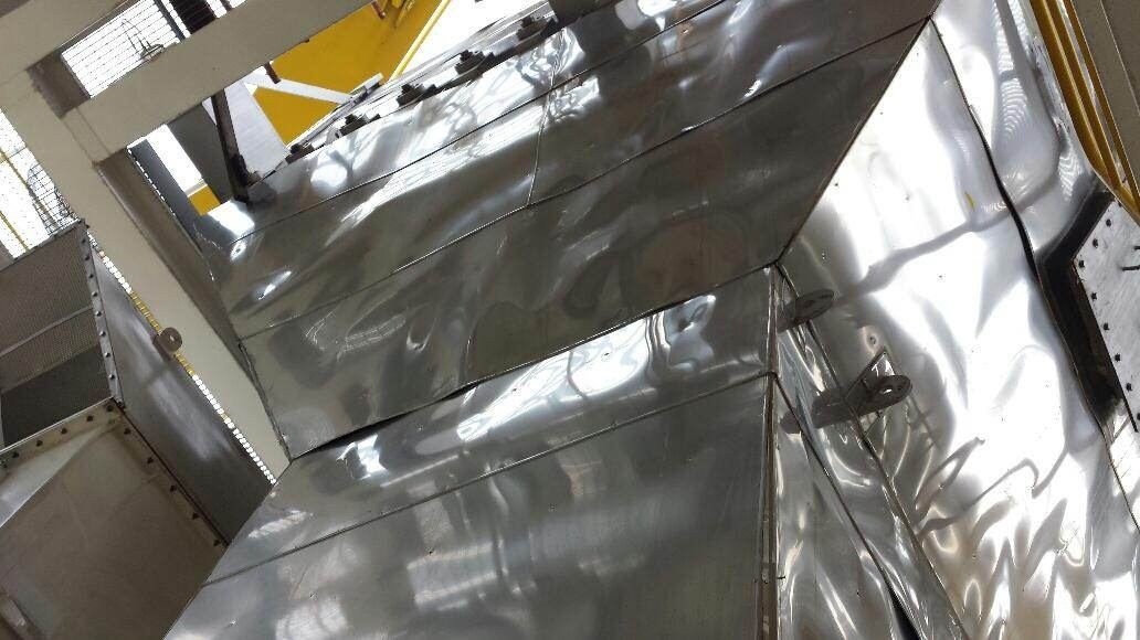 Galvanised ductwork and transition pieces in a plant area